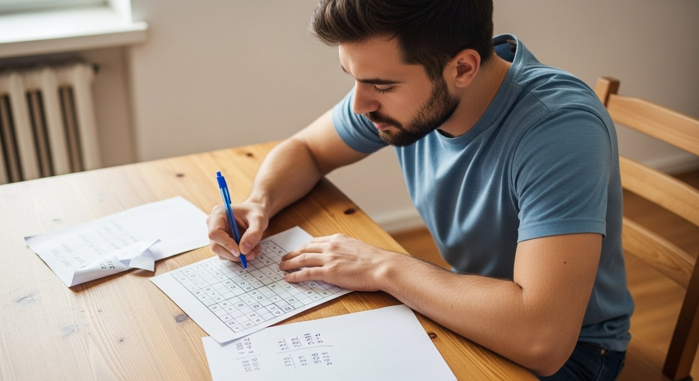 Person playing a sudoku game, created with AI