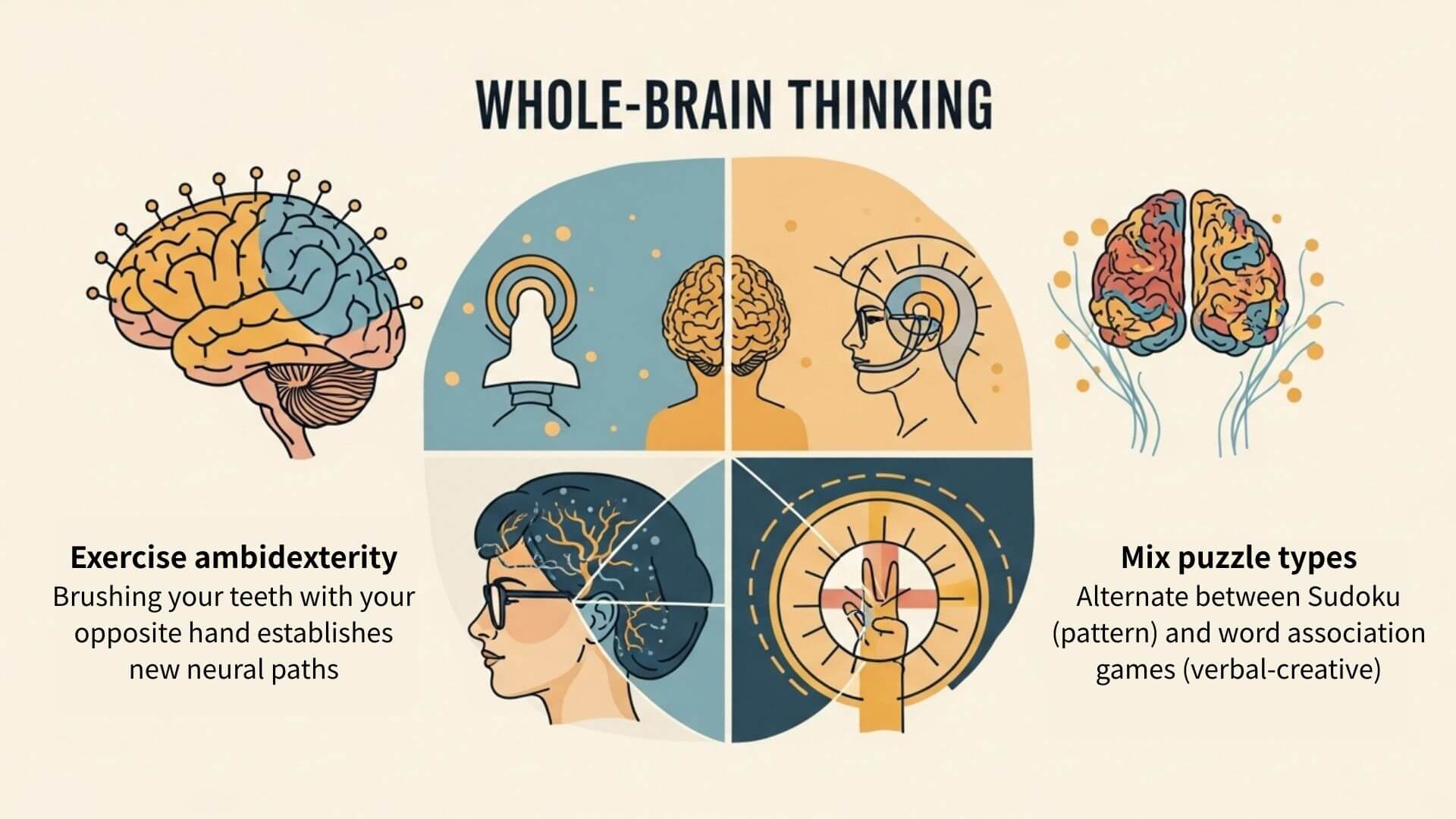 Whole brain thinking, Created with AI
